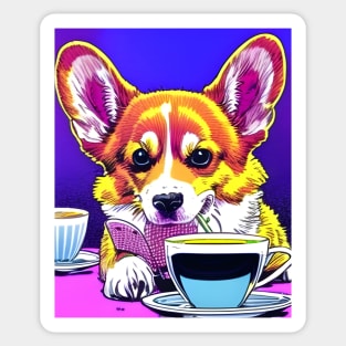 Corgi And Coffee Sticker